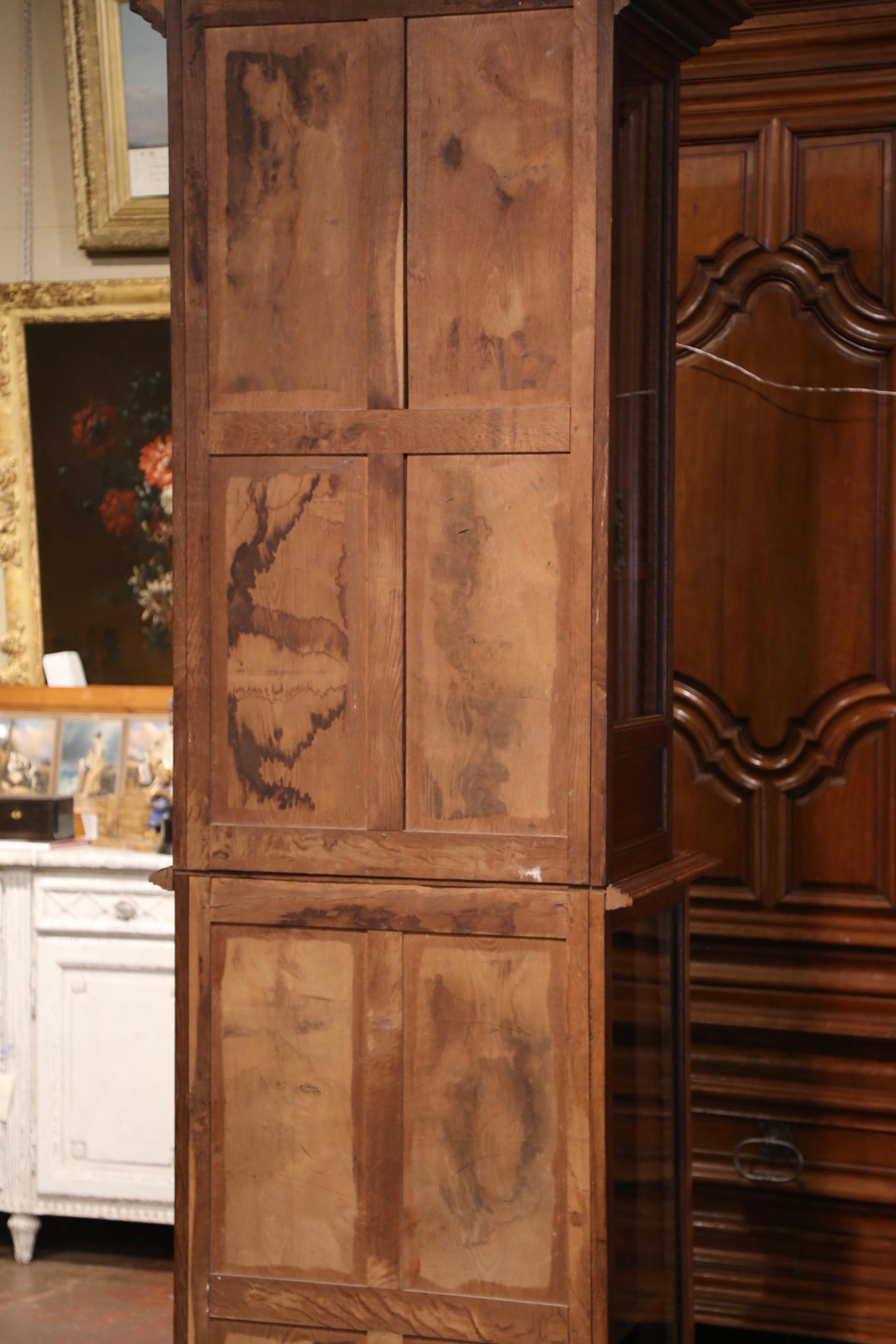 19th Century French Louis XIV Carved Oak and Glass Display Cabinet from Normandy For Sale 11