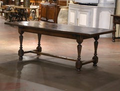 19th Century French Louis XIV Carved Oak Our-Leg Farm Dining Table