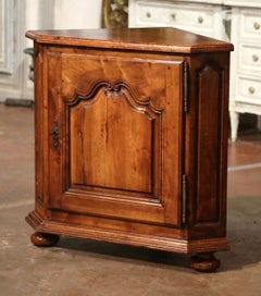 19th Century French Louis XIV Carved Walnut Encoignure Corner Cabinet