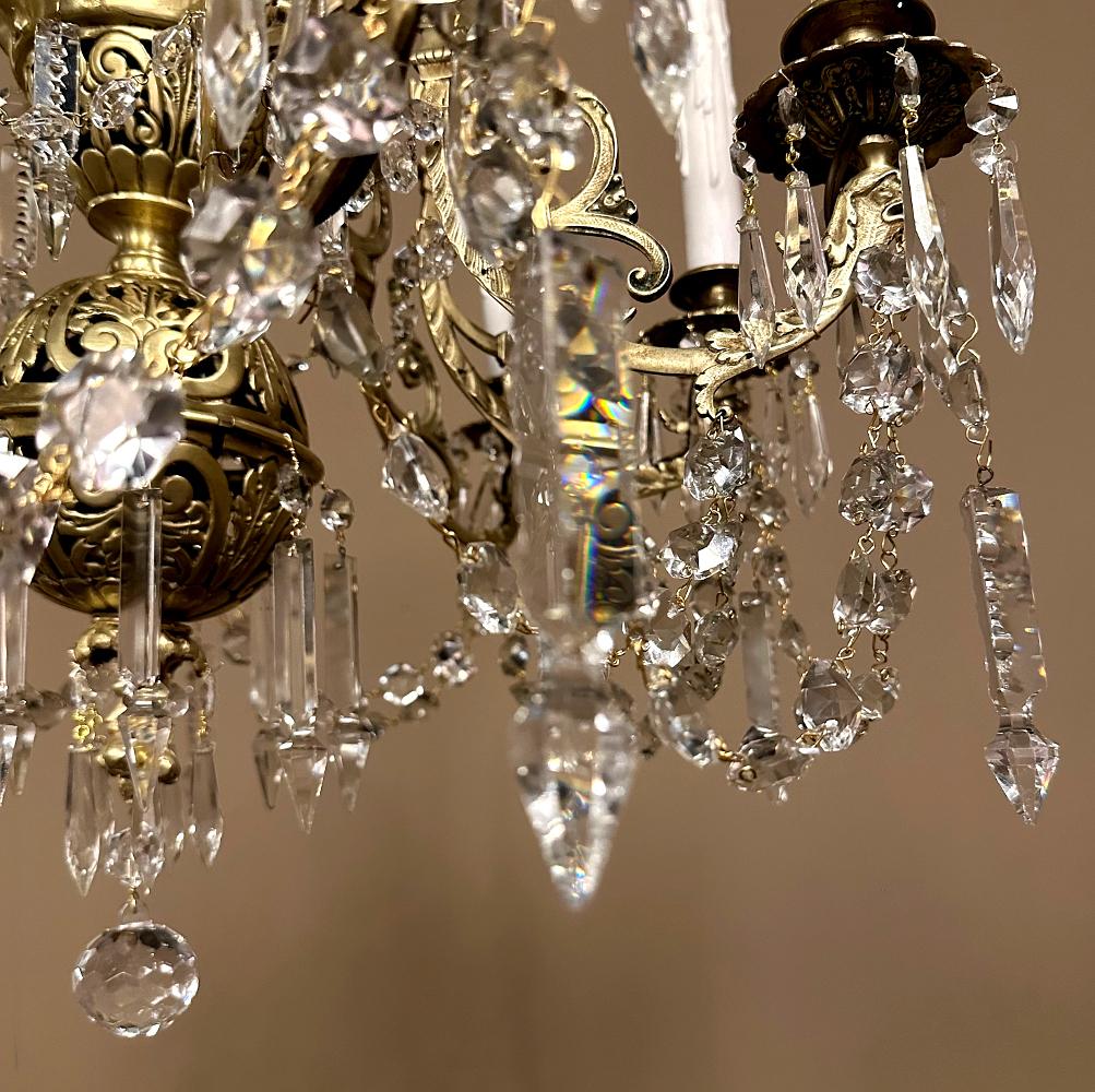 19th Century French Louis XIV Cast Bronze and Cut Crystal Chandelier For Sale 15