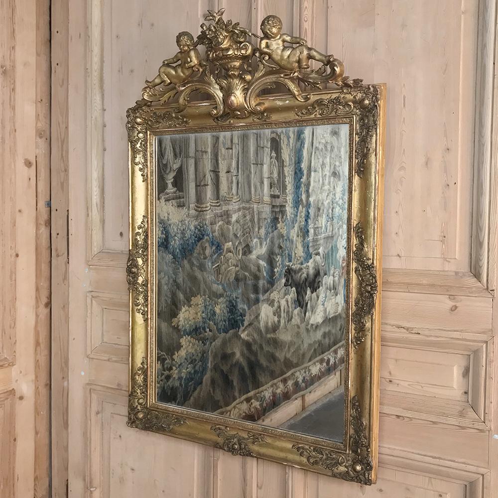 Hand-Crafted 19th Century French Louis XIV Gilded Mirror