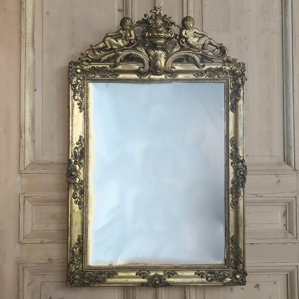 19th Century French Louis XIV Gilded Mirror In Good Condition In Dallas, TX