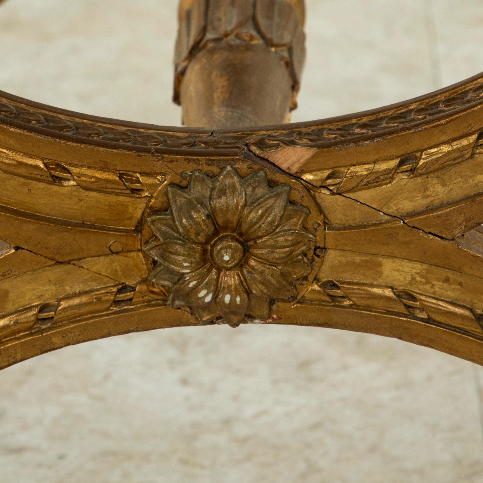 19th Century French Louis XIV Giltwood Bench, Vanity Stool with Needlepoint Seat 7