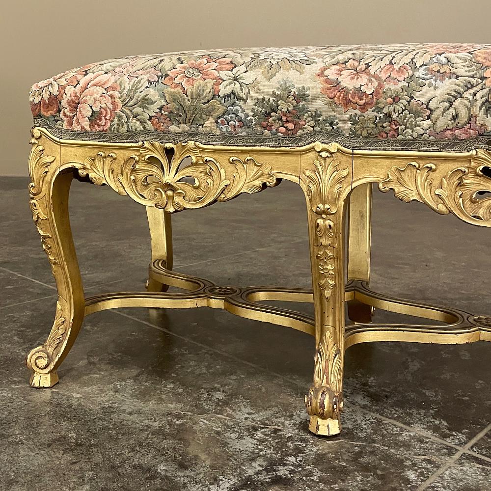 19th Century French Louis XIV Giltwood Vanity Bench with Tapestry For Sale 5