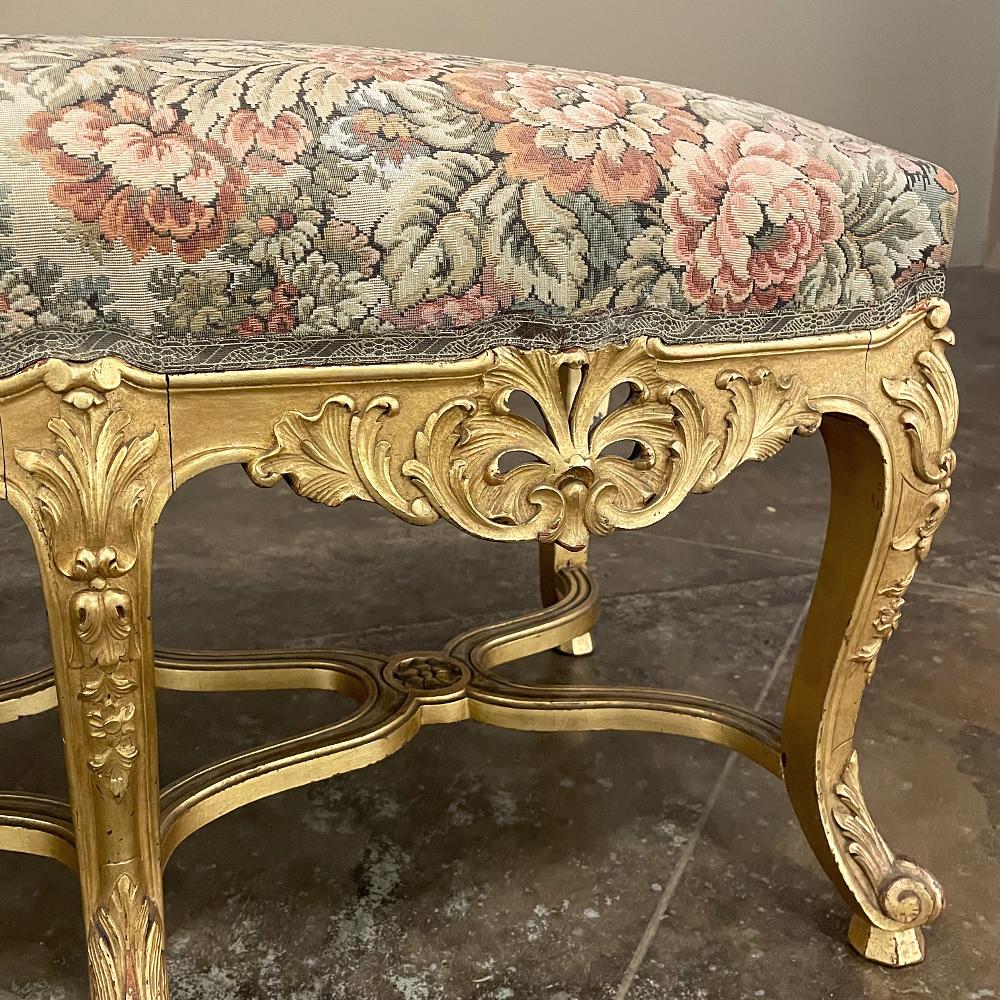 19th Century French Louis XIV Giltwood Vanity Bench with Tapestry For Sale 7