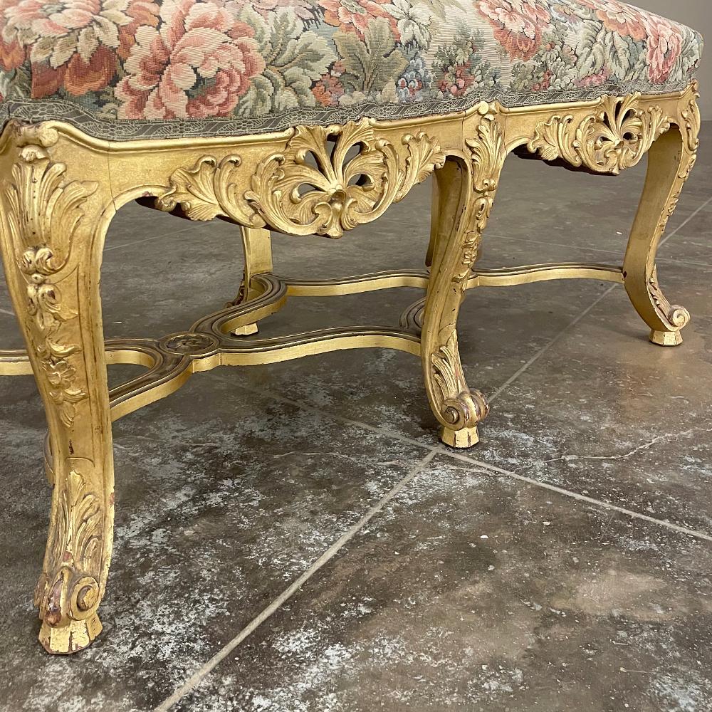 19th Century French Louis XIV Giltwood Vanity Bench with Tapestry For Sale 9