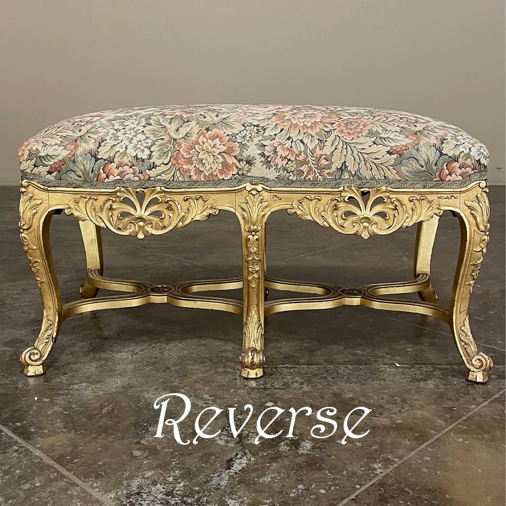 Late 19th Century 19th Century French Louis XIV Giltwood Vanity Bench with Tapestry For Sale