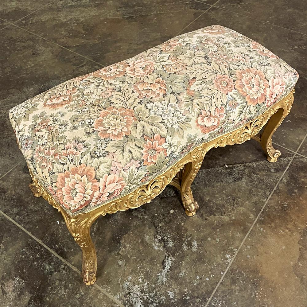 19th Century French Louis XIV Giltwood Vanity Bench with Tapestry For Sale 3