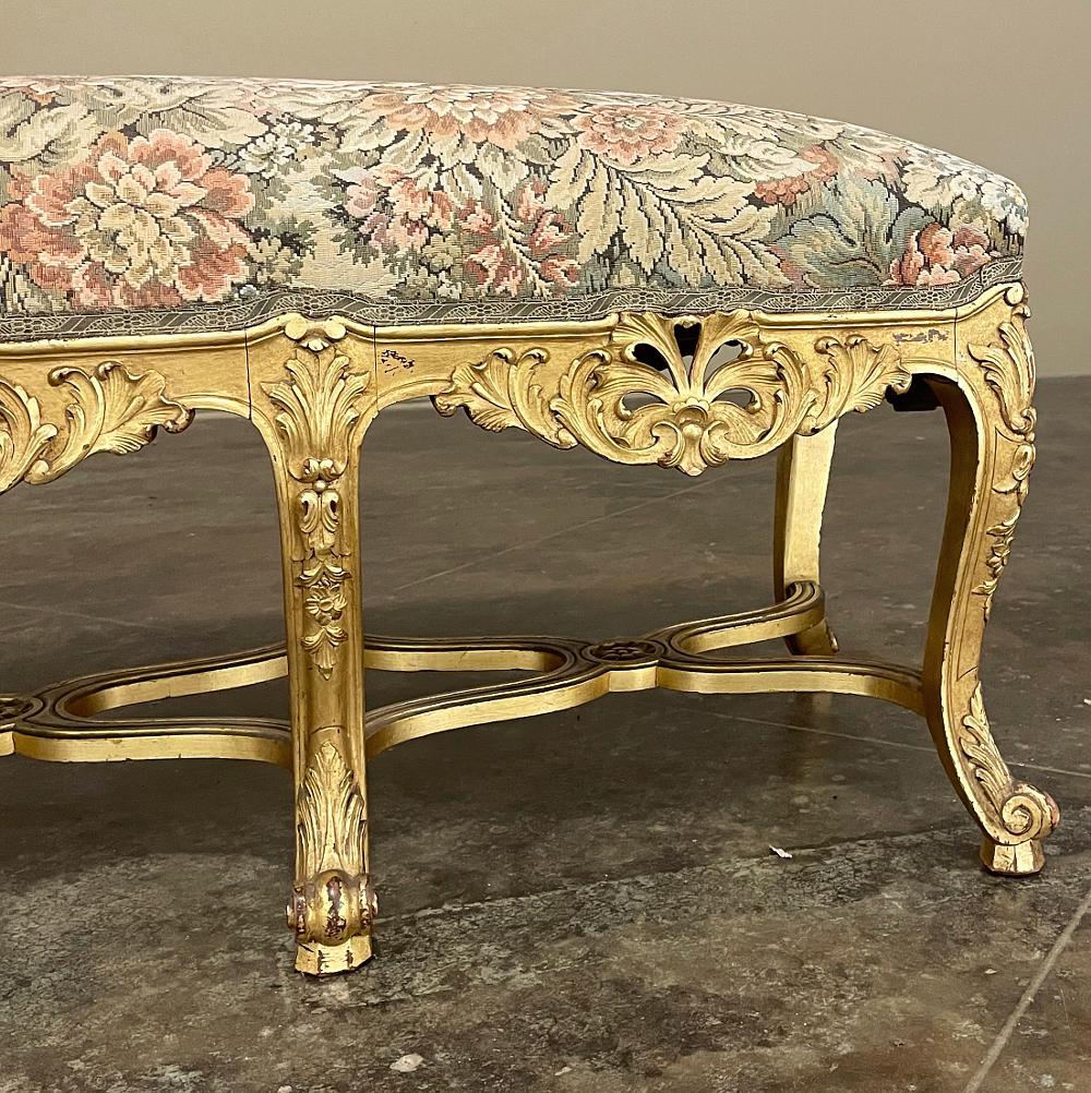 19th Century French Louis XIV Giltwood Vanity Bench with Tapestry For Sale 4