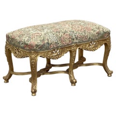 19th Century French Louis XIV Giltwood Vanity Bench with Tapestry