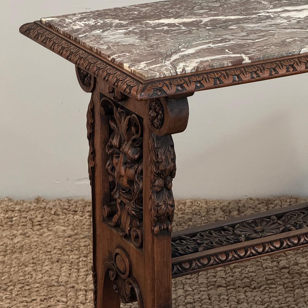 Marbre sculpté à la main Louis XIV du 19ème siècle  Table d'extrémité en vente 7