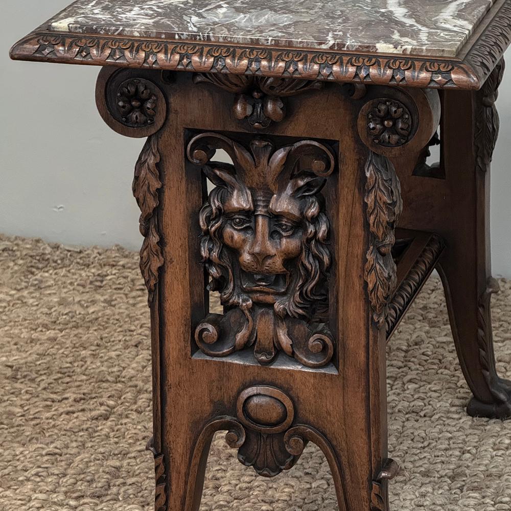 Marbre sculpté à la main Louis XIV du 19ème siècle  Table d'extrémité en vente 10