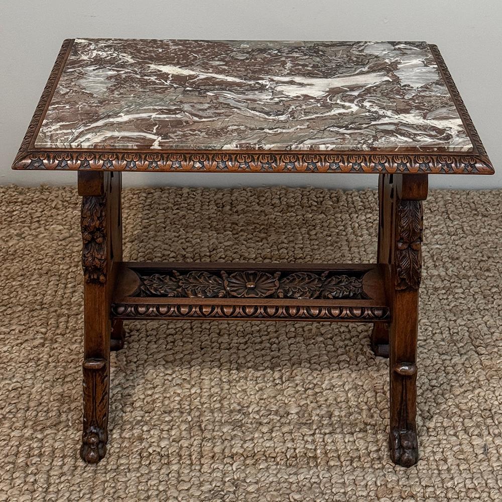 Marbre sculpté à la main Louis XIV du 19ème siècle  Table d'extrémité en vente 12