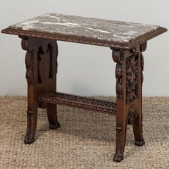 19th Century French Louis XIV Hand-Carved Marble  Top End Table