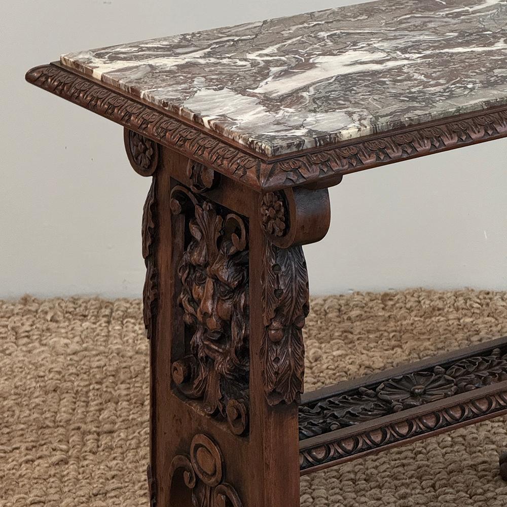 Marbre sculpté à la main Louis XIV du 19ème siècle  Table d'extrémité Bon état - En vente à Dallas, TX