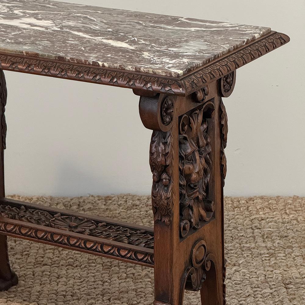 Marbre sculpté à la main Louis XIV du 19ème siècle  Table d'extrémité en vente 3