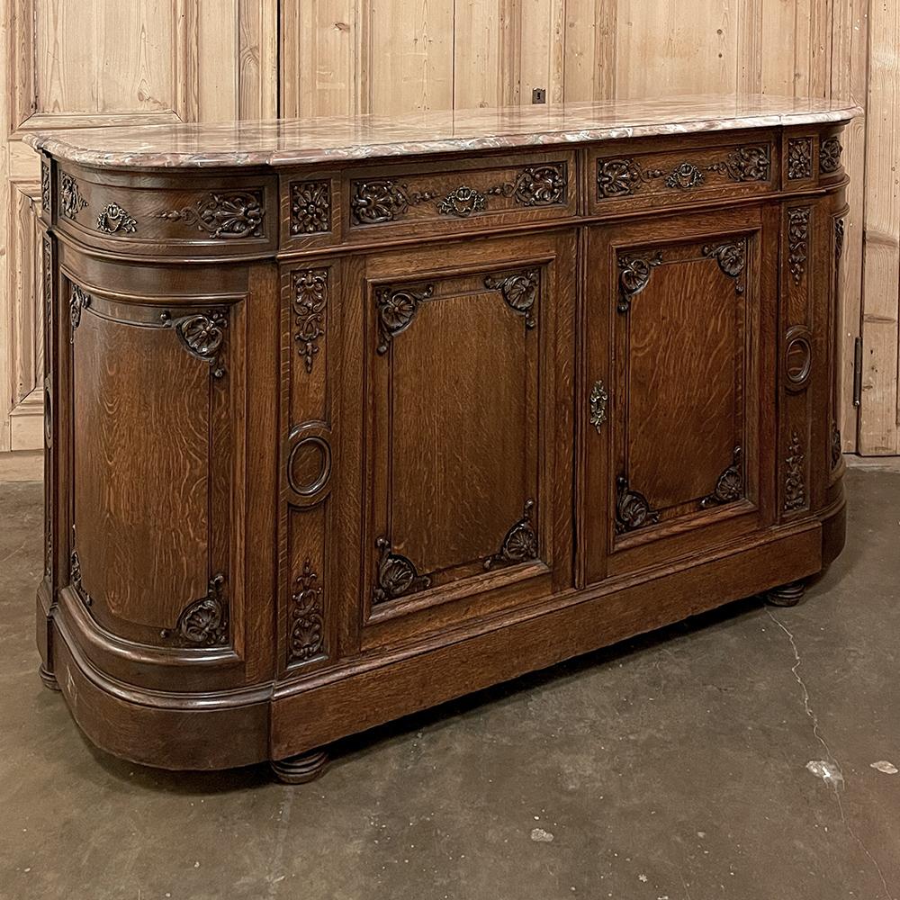 Hand-Carved 19th Century French Louis XIV Marble Top Buffet For Sale