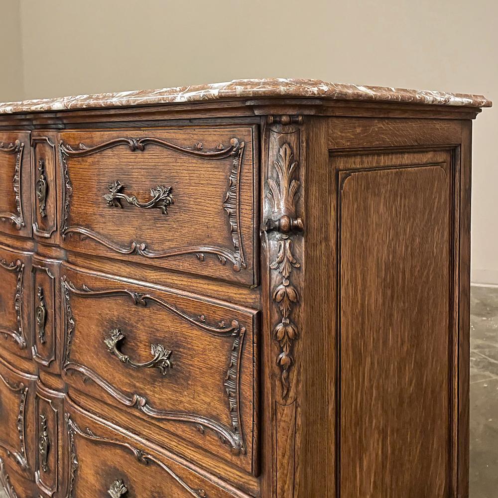 19th Century French Louis XIV Marble Top Commode, Chest of Drawers For Sale 6