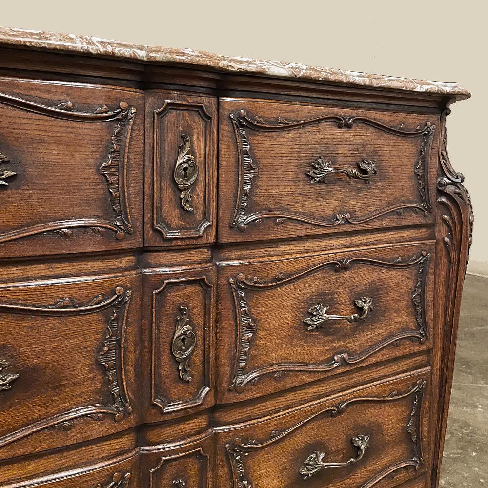 19th Century French Louis XIV Marble Top Commode, Chest of Drawers For Sale 9