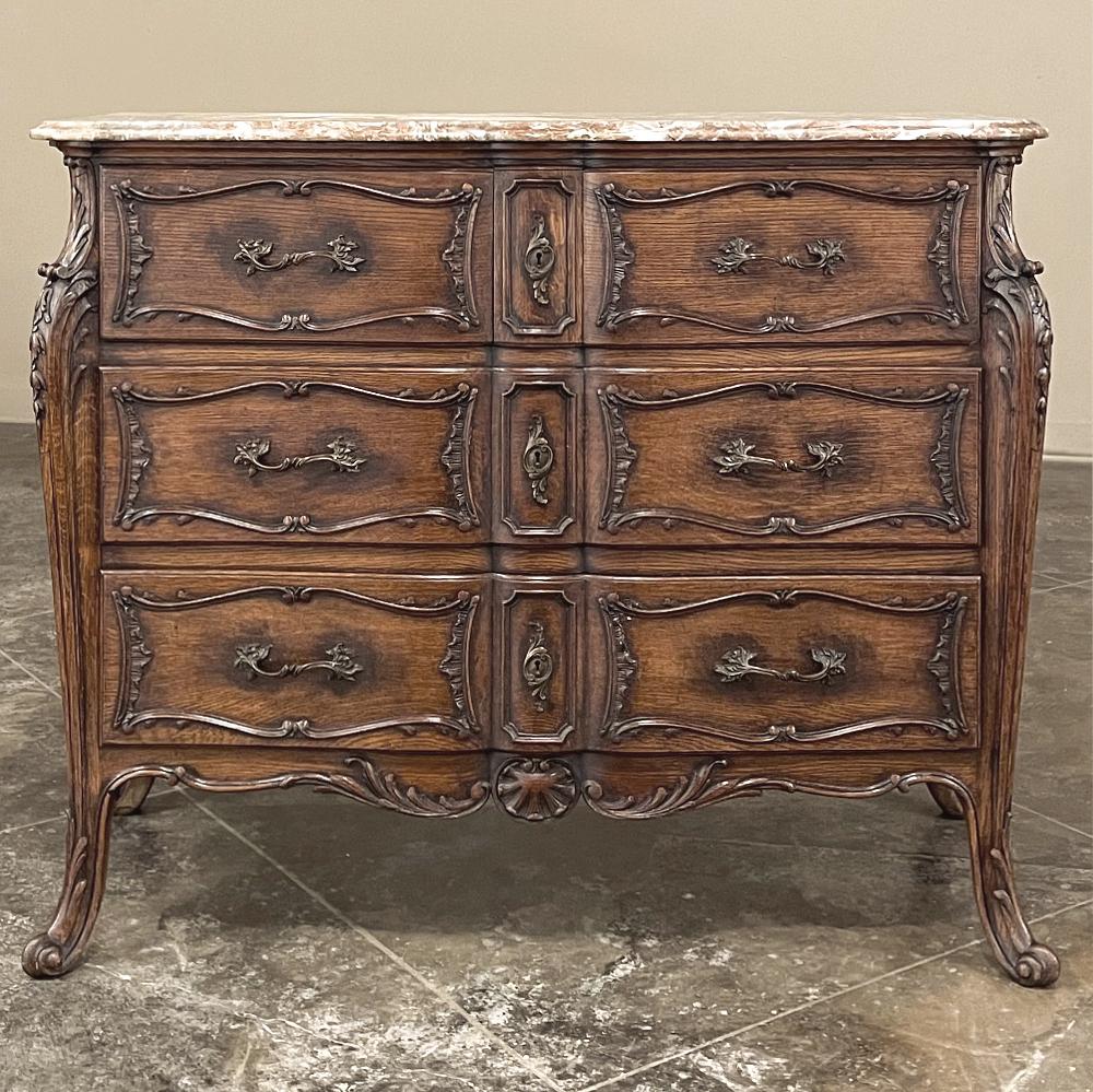 19th Century French Louis XIV Marble Top Commode, Chest of Drawers In Good Condition For Sale In Dallas, TX