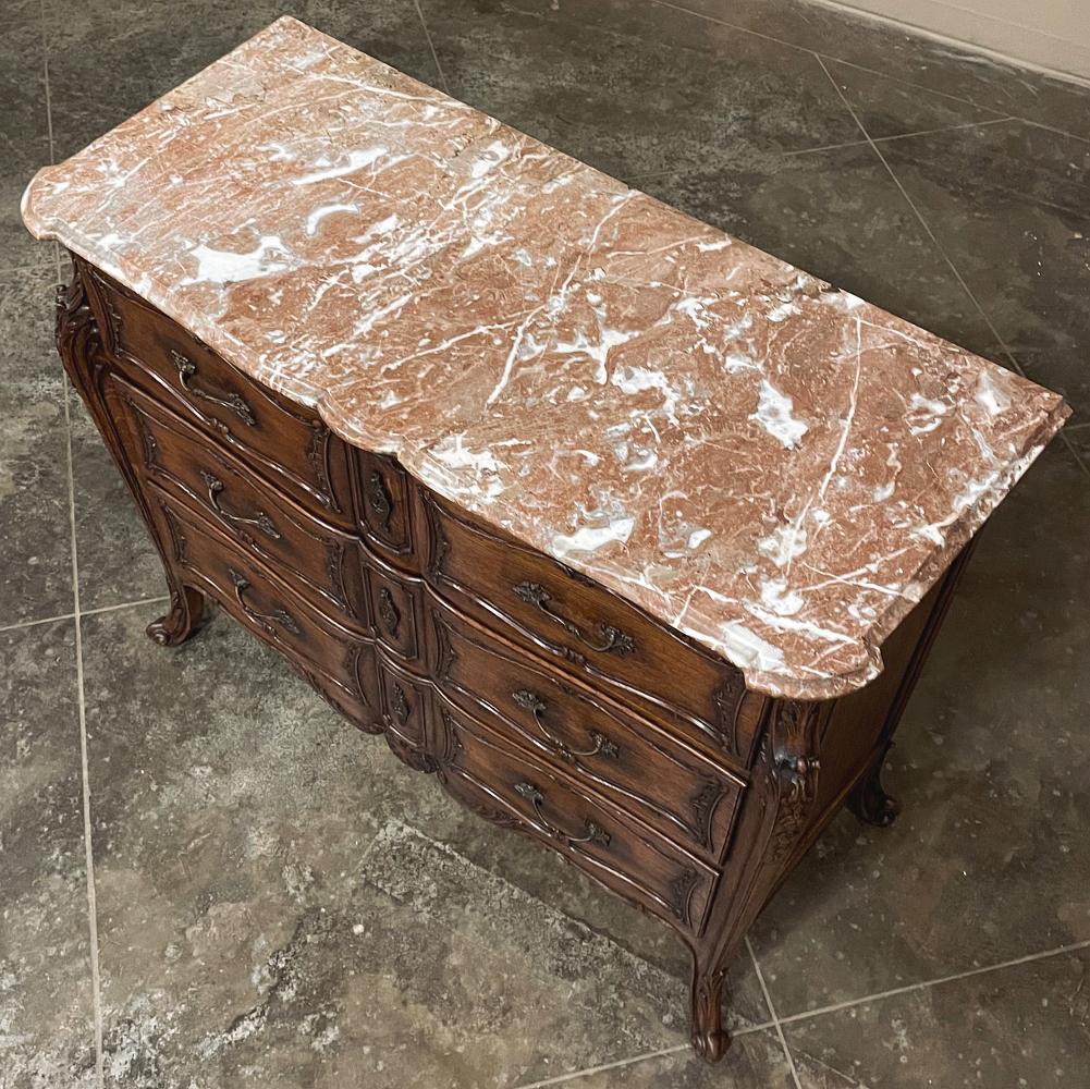 Late 19th Century 19th Century French Louis XIV Marble Top Commode, Chest of Drawers For Sale
