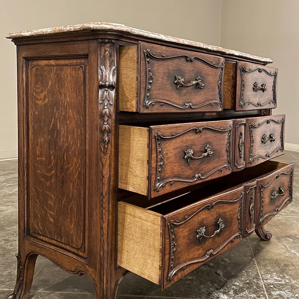 19th Century French Louis XIV Marble Top Commode, Chest of Drawers For Sale 1