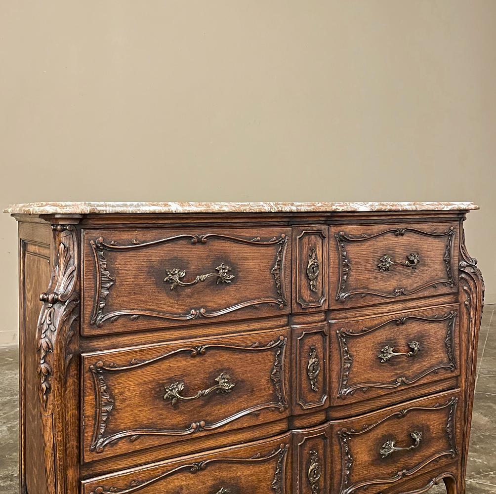 19th Century French Louis XIV Marble Top Commode, Chest of Drawers For Sale 3