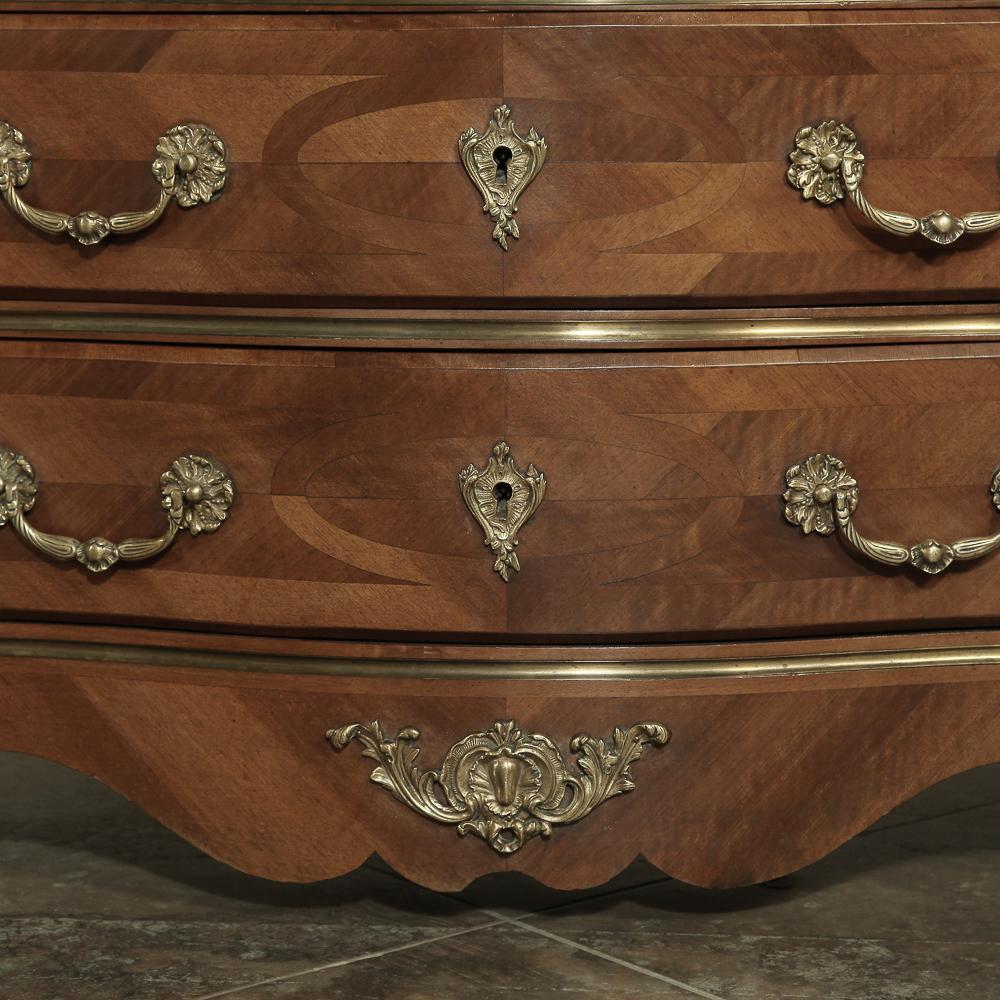 19th Century French Louis XIV Marble Top Commode with Marquetry For Sale 1