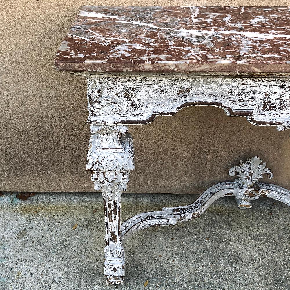 19th Century French Louis XIV Marble-Top Console In Good Condition In Dallas, TX