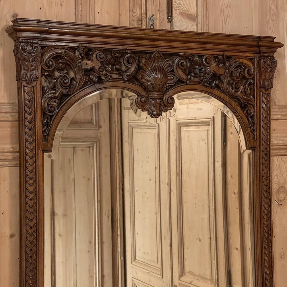 Français Console française du 19ème siècle de style Louis XIV à plateau en marbre et miroir en vente