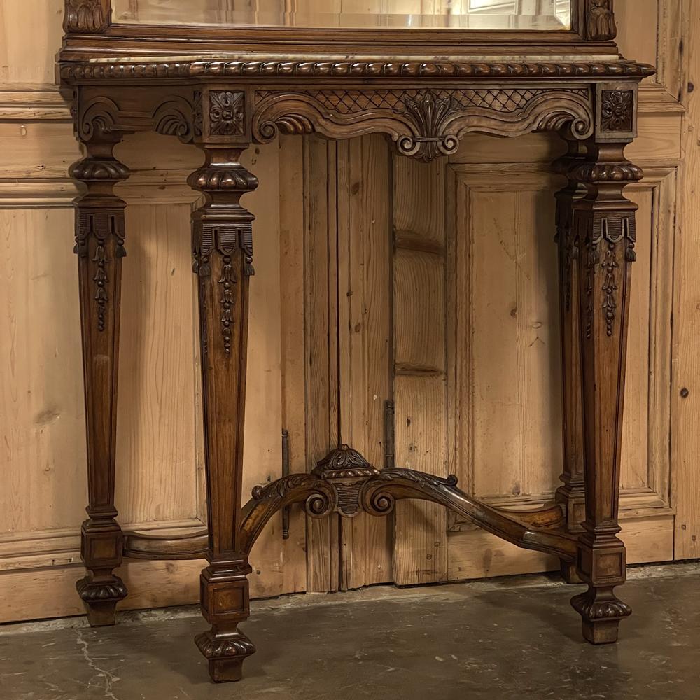 19th Century French Louis XIV Marble Top Console with Mirror In Good Condition For Sale In Dallas, TX