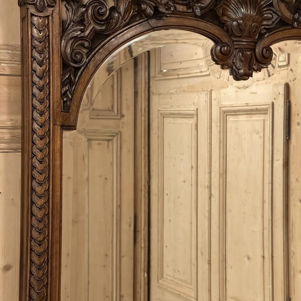 Console française du 19ème siècle de style Louis XIV à plateau en marbre et miroir en vente 1