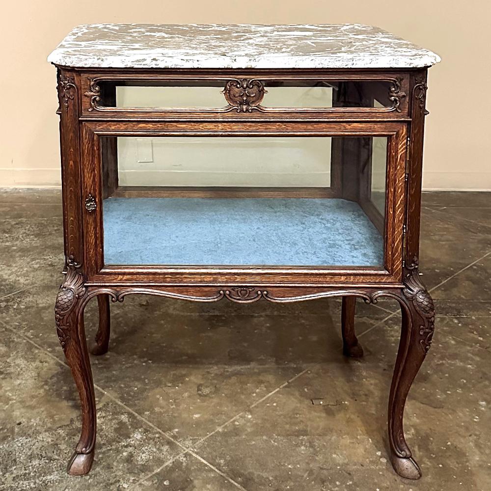 19th Century French Louis XIV Marble Top End Table ~ Display Case For Sale 2
