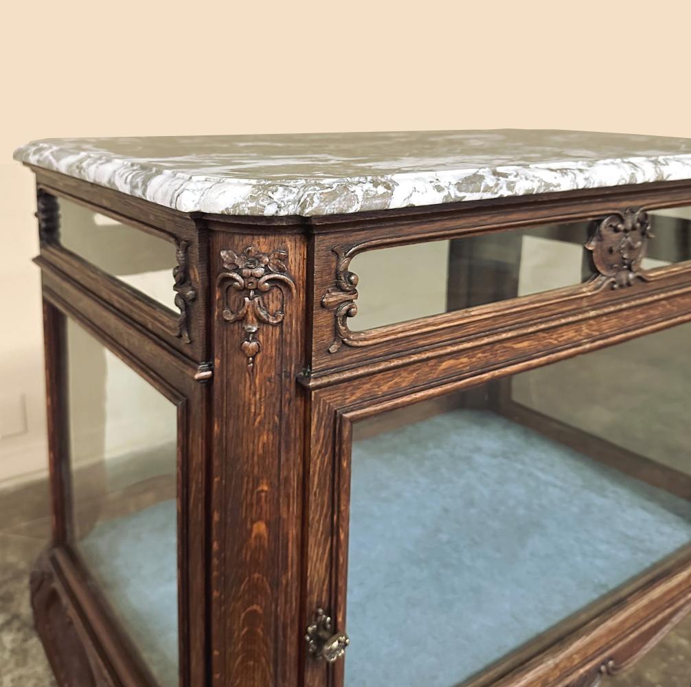 19th Century French Louis XIV Marble Top End Table ~ Display Case For Sale 4