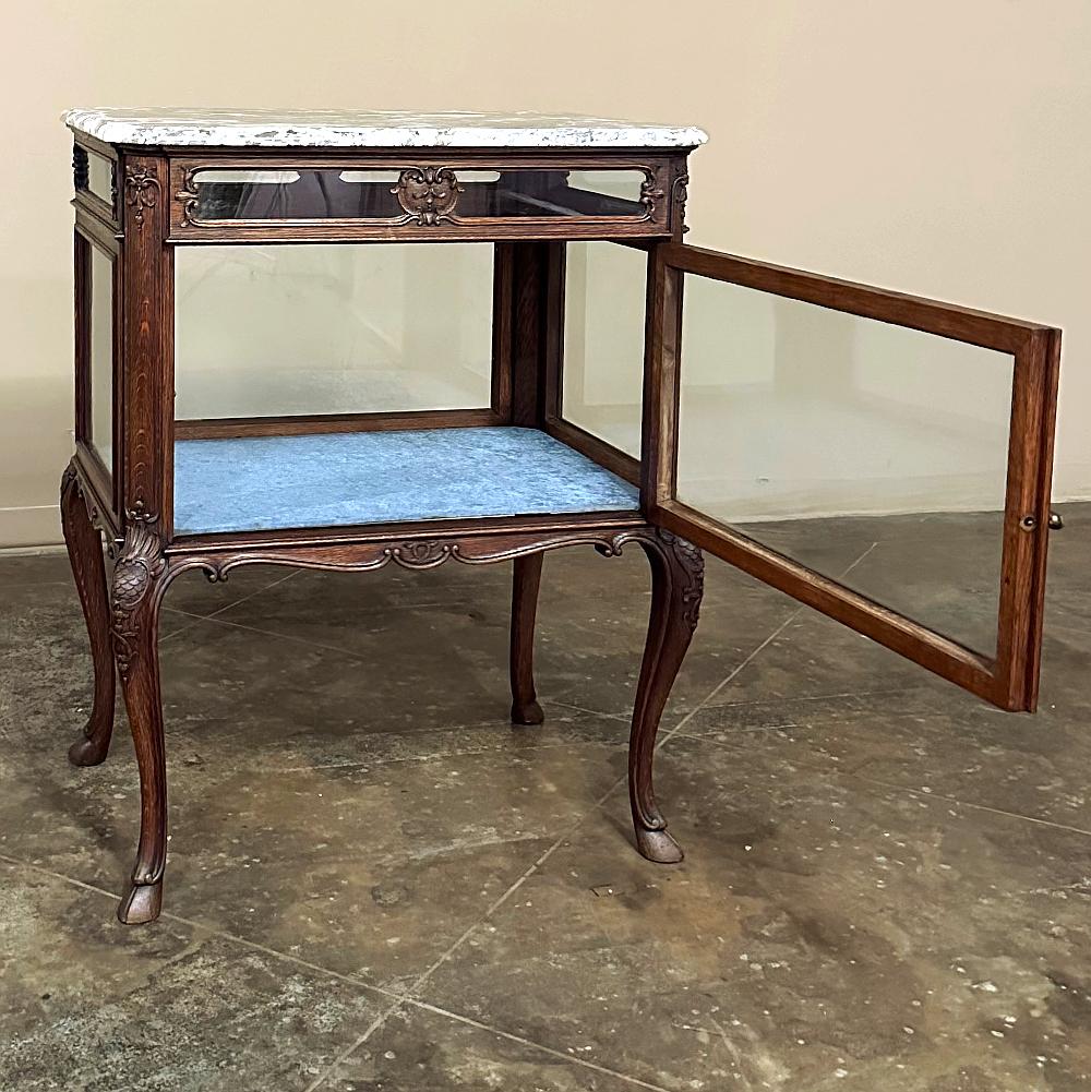 19th Century French Louis XIV Marble Top End Table ~ Display Case In Good Condition For Sale In Dallas, TX