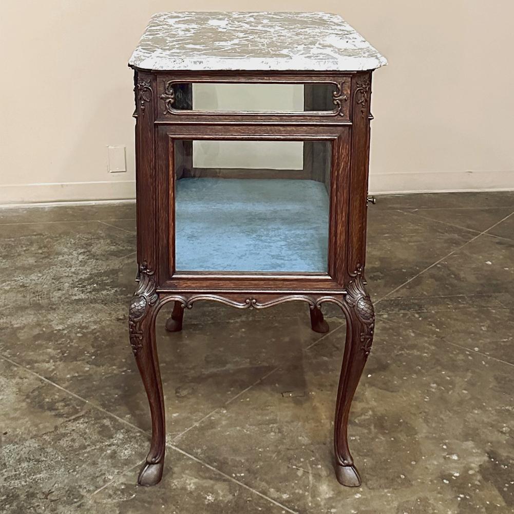 Late 19th Century 19th Century French Louis XIV Marble Top End Table ~ Display Case For Sale