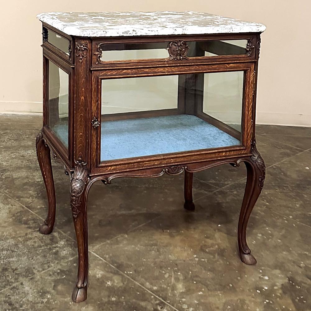 19th Century French Louis XIV Marble Top End Table ~ Display Case For Sale 1