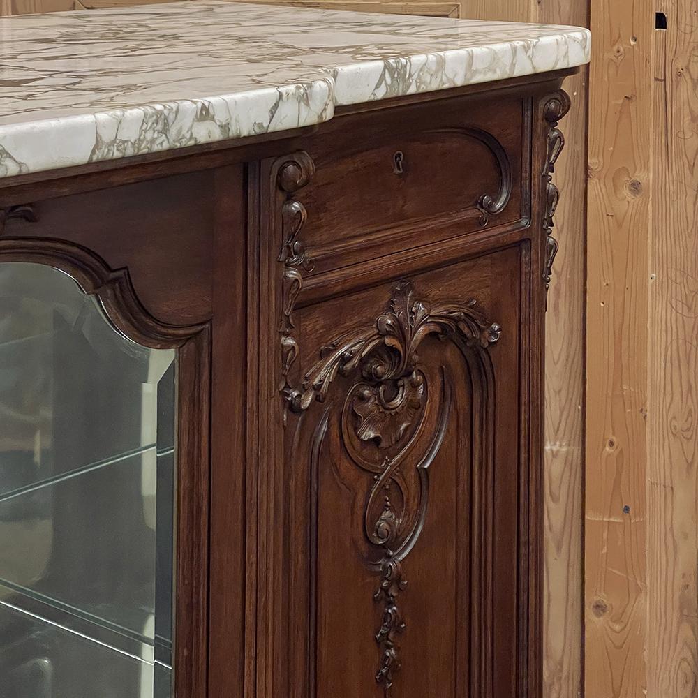 19th Century French Louis XIV Marble Top Walnut Display Buffet For Sale 9