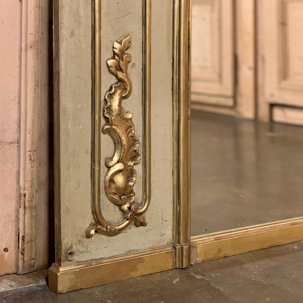 19th Century French Louis XIV Painted and Gilded Trumeau Mirror For Sale 5
