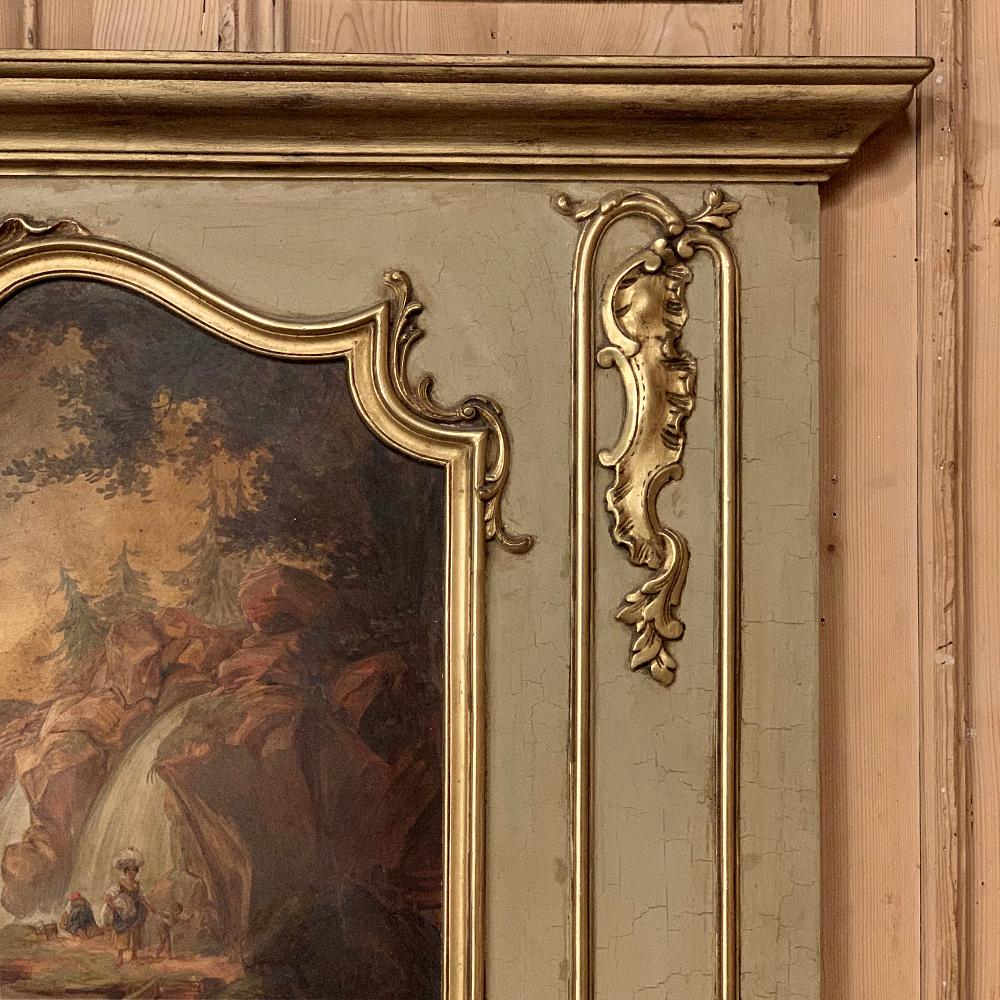 19. Jahrhundert Französisch Louis XIV gemalt und vergoldet Trumeau Spiegel (Leinwand) im Angebot