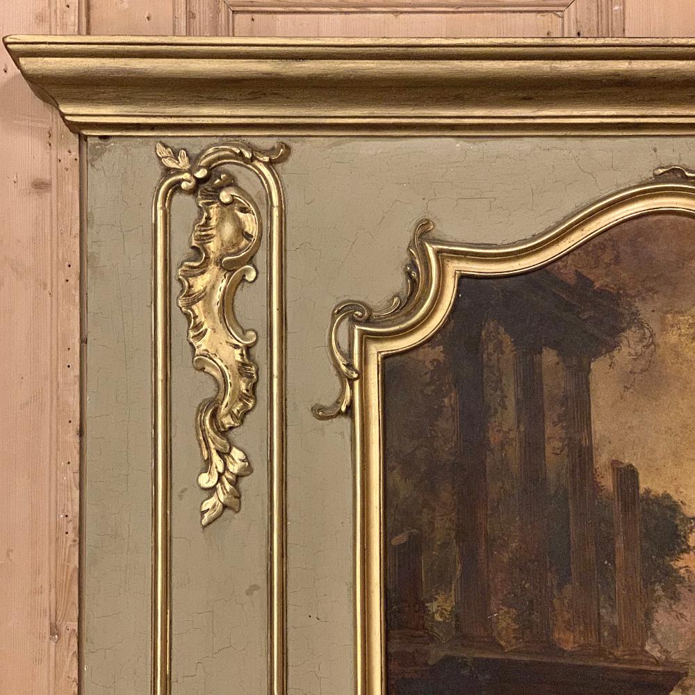 19th Century French Louis XIV Painted and Gilded Trumeau Mirror For Sale 3
