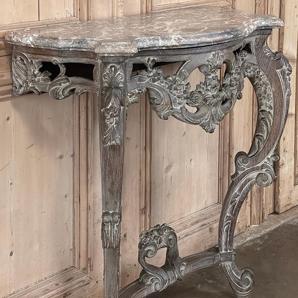 19th Century French Louis XIV Painted Marble Top Console For Sale 6