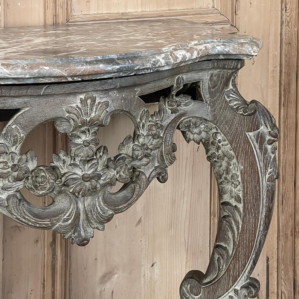 19th Century French Louis XIV Painted Marble Top Console For Sale 8