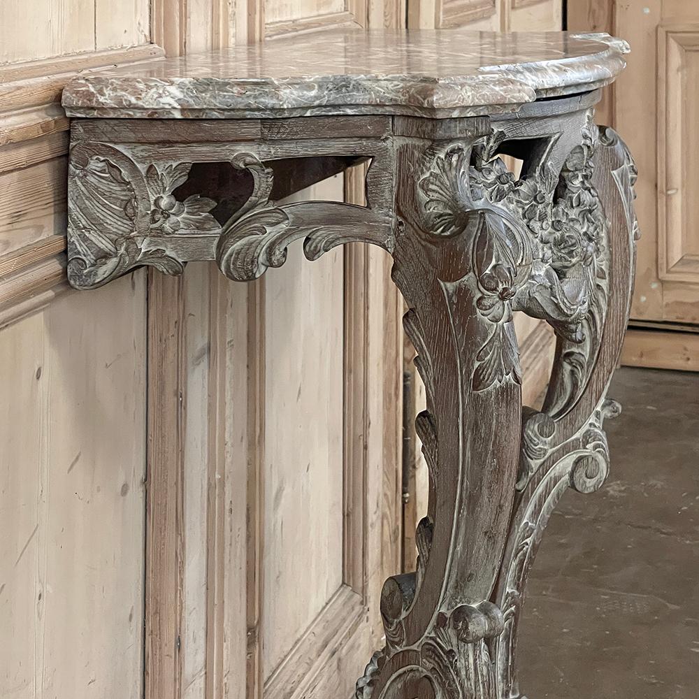 19th Century French Louis XIV Painted Marble Top Console For Sale 9