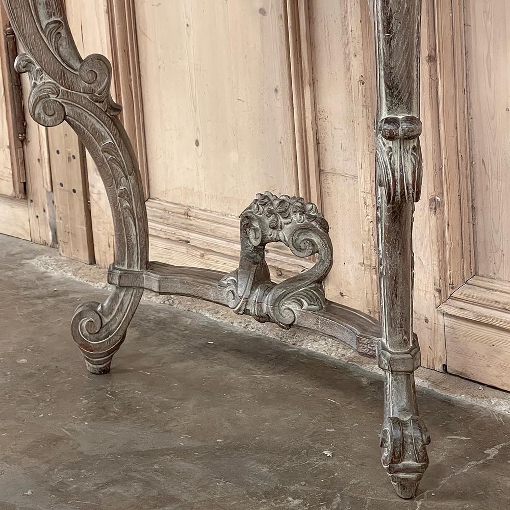 19th Century French Louis XIV Painted Marble Top Console For Sale 12