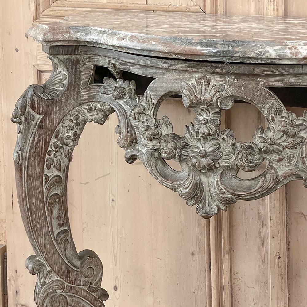 19th Century French Louis XIV Painted Marble Top Console For Sale 13