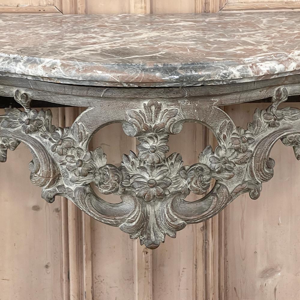 19th Century French Louis XIV Painted Marble Top Console For Sale 14