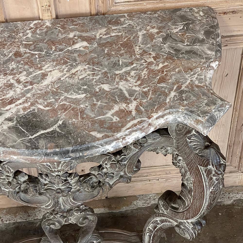 19th Century French Louis XIV Painted Marble Top Console For Sale 3