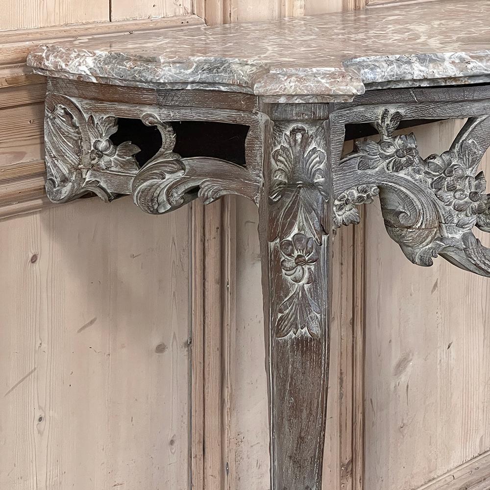 19th Century French Louis XIV Painted Marble Top Console For Sale 5
