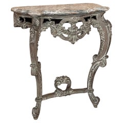 19th Century French Louis XIV Painted Marble Top Console